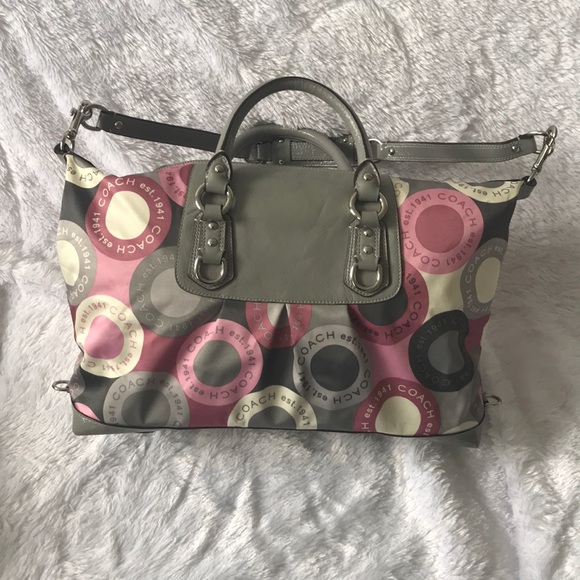 COACH ASHELY SNAP HEAD LARGE SATIN HANDBAG - Picture 5 of 7